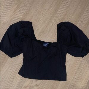 GAP Black Puff Sleeve Corset Crop Top
